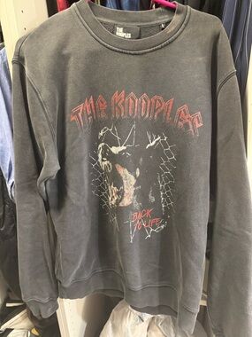 The Kooples Black Graphic Crewneck Sweatshirt with Red Accents